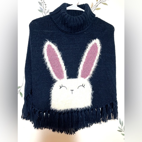 H&M Navy Blue Bunny Poncho Easter - Picture 1 of 3